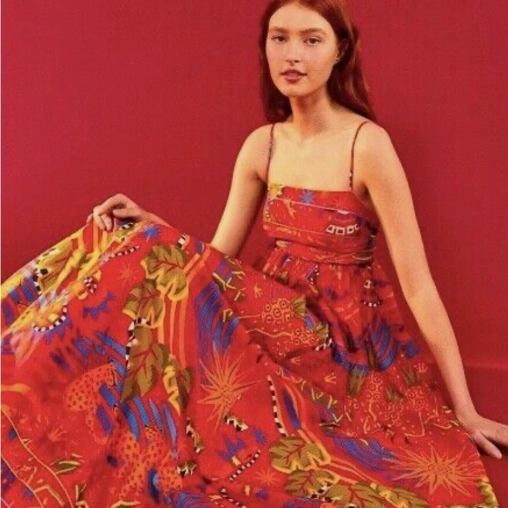 FARM Rio Colorful Knit Dress with Red and Blue